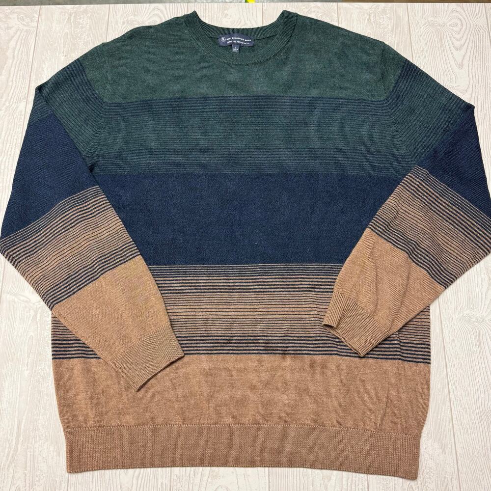 Hart Schaffner Marx Men’s L Extra Fine Merino Wool Colorblock Crewneck Sweater